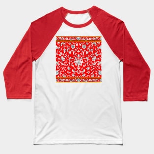 red main color printed images that are based on vintage floral and geometric motifs, can be used in decorating fabrics and coverings in fashion Baseball T-Shirt